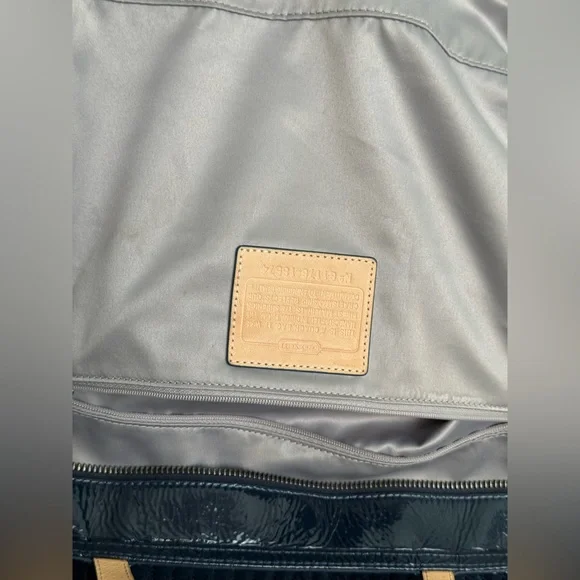 Coach Poppy Quilted Blue Patent Leather Tote Bag - Picture 12 of 14